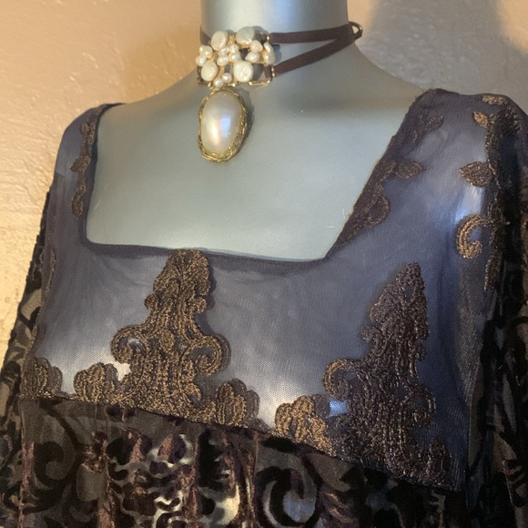 Mina Collections Tunic Tapestry Velvet Tunic Dress.  Sz S - Picture 6 of 11